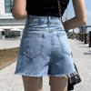 Pants Classic and Minimalist Fashion Versatile Thin Female High-waisted A-line Thin Summer Broken Holes Loose Wide-legged Denim Shorts Individuality