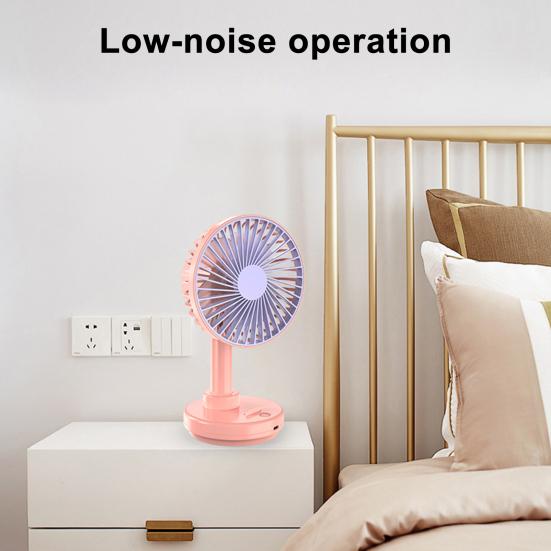 Rotating Desk Fan with 3 Speeds USB Charging Portable Cooling Fan for Office Home Wide-Angle Air Circulation Quiet Summer Gadget