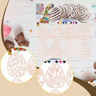 Adornos de Pascua de Madera Recortes Felices Diferentes Patrones Colgantes para Pintar Discos de Madera para