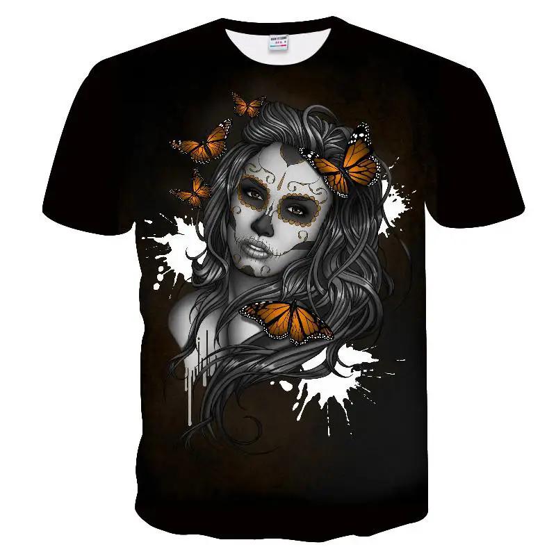Men's skull print and beauty summer T-shirt,  shirt, hip-hop, 3D print,