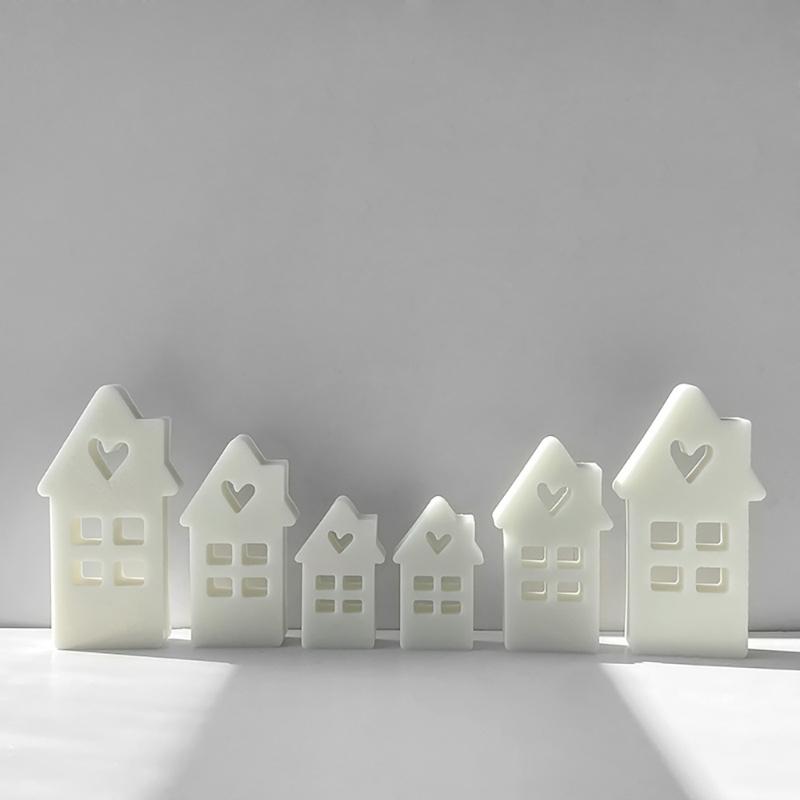 House Shape Candle Mold Heart Resin Mold for Candle Gypsum Ornament Silicone Mould Home Decorations Valentines Day Gift