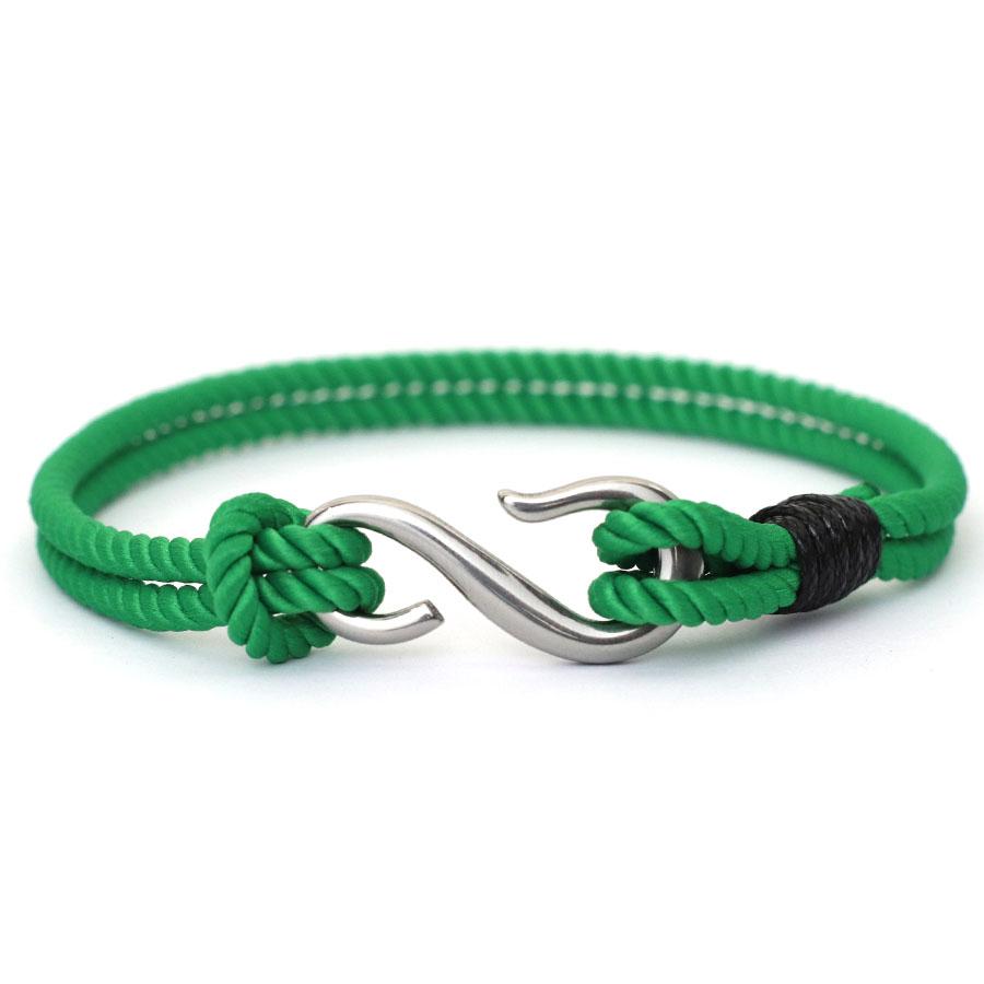 S Shape Fish Hook Double Layer Bracelet Men Women Handmade Milanese Rope Stainless Steel Hand Rope Beach Jewelry Accessories