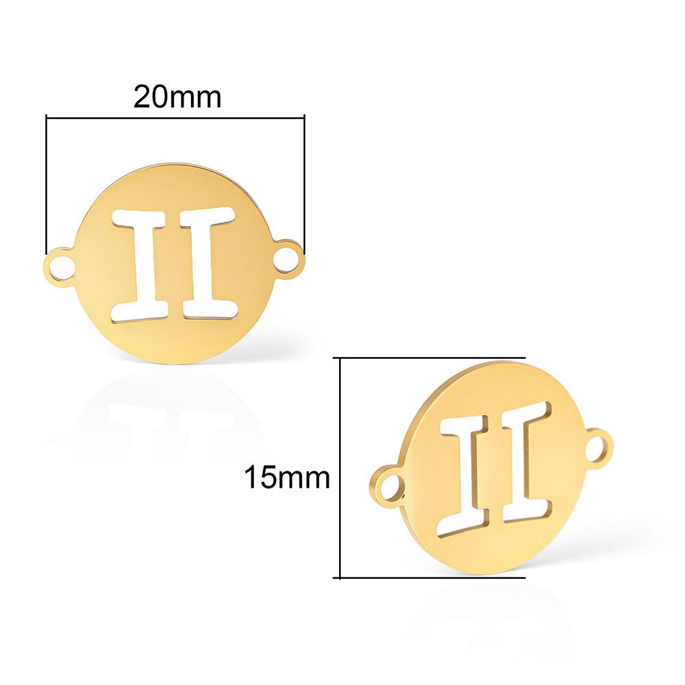 5pcs/lot 316 Stainless Steel Gold Plated 12 zodiac signs Small Charms Connector Pendant For Necklace DIY Jewelry Making