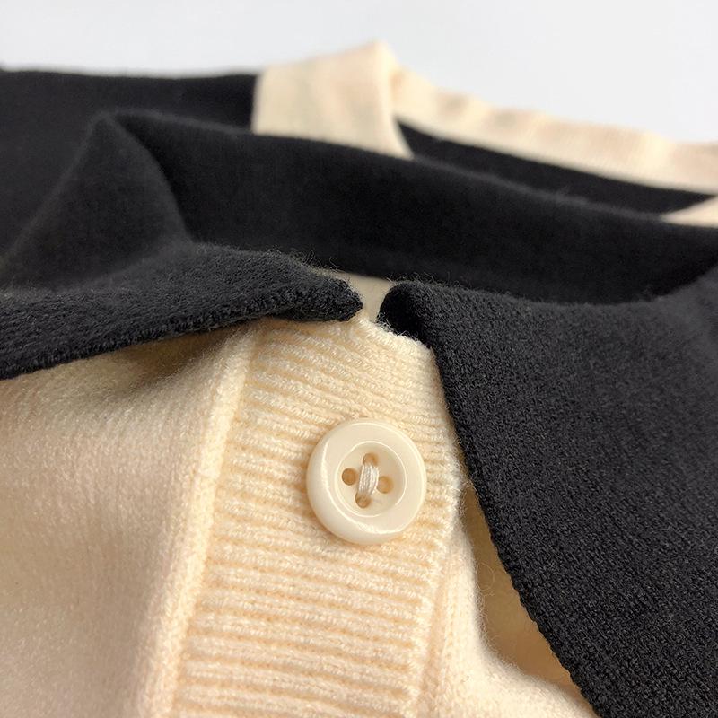 Mori Style Children's Knitted Sweater - Striped, Two-Button, Turn-Down Collar, Casual and Fashionable for Boys and Girls in Spring and Autumn.