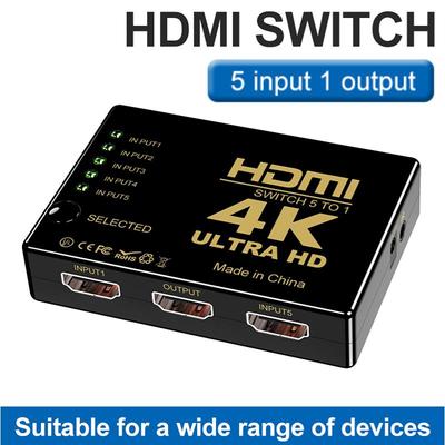 Přepínač HDMI 5 v 1 výstup 5x1 přepínač kompatibilní s HDMI 4K HD 1080P HD-MI přepínací skříňka Video Audio adaptér pro HDTV PC