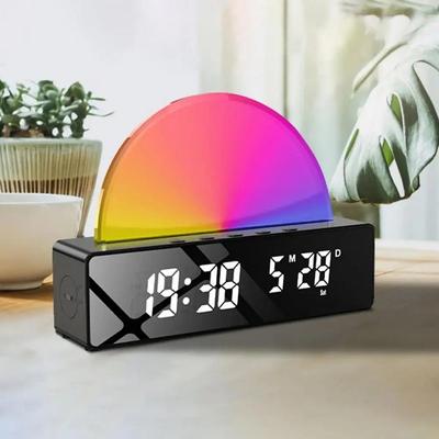 Digital Alarm Clock RGB LED Digital Clocks Colorful Clocks With Atmosphere Night Light for Home Office Best Gifts