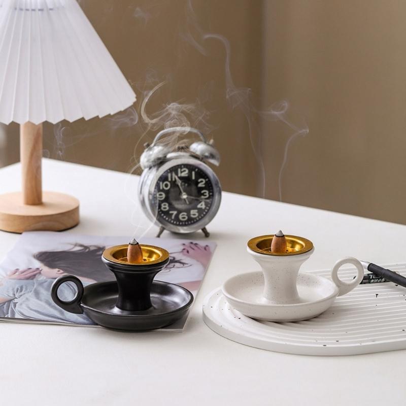 Ceramics Incenses Holder,Cone Incenses Burners with Handle,Ashes Catcher,Aromatherapys Ornament Home Office Decorations