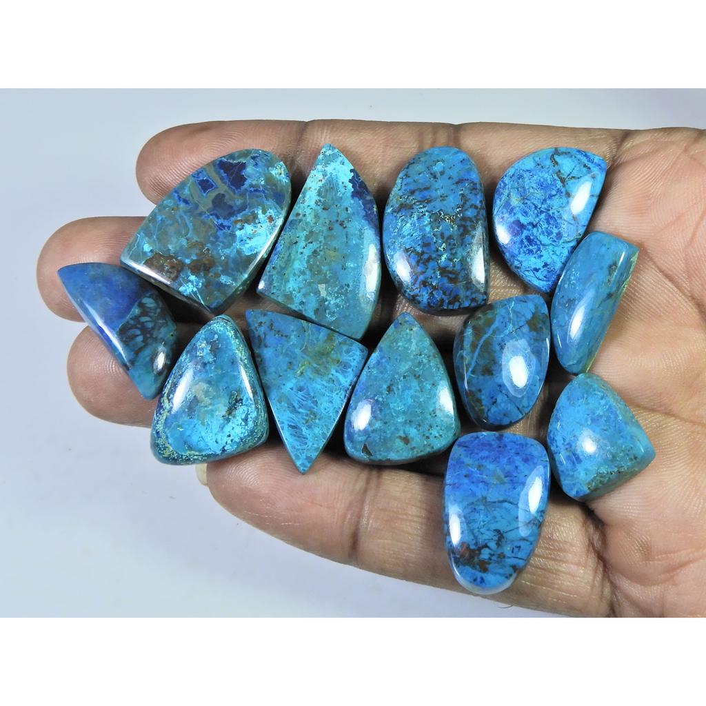 212Cts. Natural Shattuckite Fancy Cabochon Loose Gemstone 12Pcs Lot 17-27 MM C-516