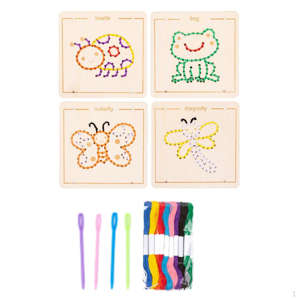 Cartoon Pattern Lacing Toy Set for Children with Hand Eye Coordination Focus