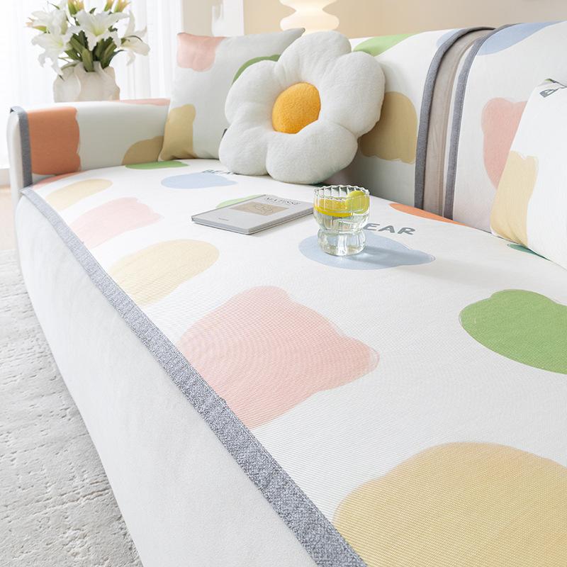 Summer Ice Silk Summer Mat Sofa Cushion Non-Slip Cover Cover Cool Breathable Multifunctional High-Grade Cover Cloth Summer Seat Cushions