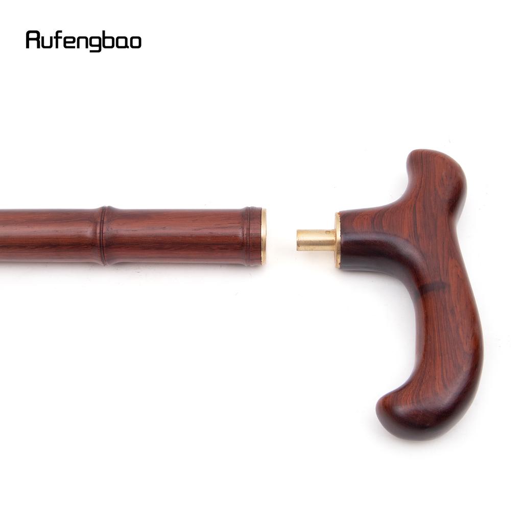 Red Wooden Single Bamboo Joint Fashion Walking Stick Decorative Cospaly Party Walking Cane Halloween Crutch Wand Crosier 94cm