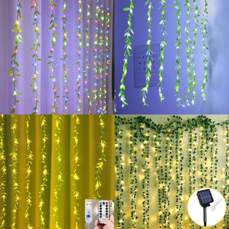 USB-Controlled LED Copper Wire Green Leaf Fairy Lights for Home Decor