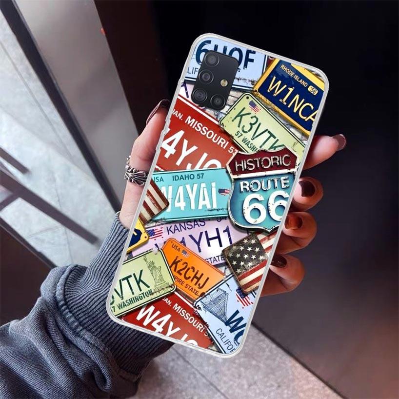 America Route 66 Phone Case For Samsung Galaxy A52 A51 A50S A32 A22 A12 A02S A72 A71 A31 A70 A30S Note 20 Ultra 10 Plus S10 Gala