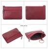 Retro Genuine Leather Coin Purse with Keychain for Men & Women Cowhide  Zipper Coin Wallet Vintage Key Holder