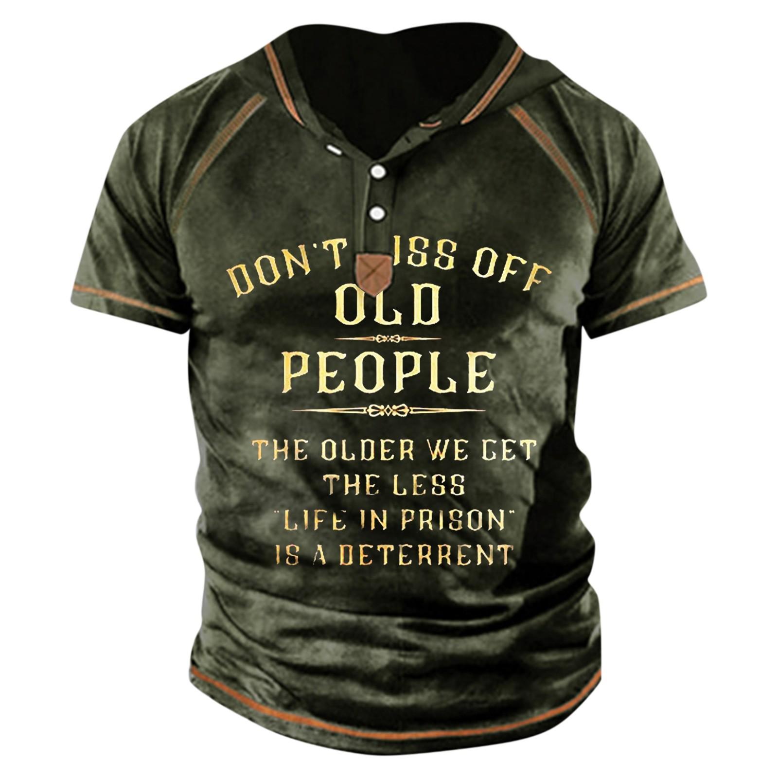 

Мужская футболка с принтом, уличная уличная футболка с короткими рукавами и капюшоном на пуговицах XL зелёный