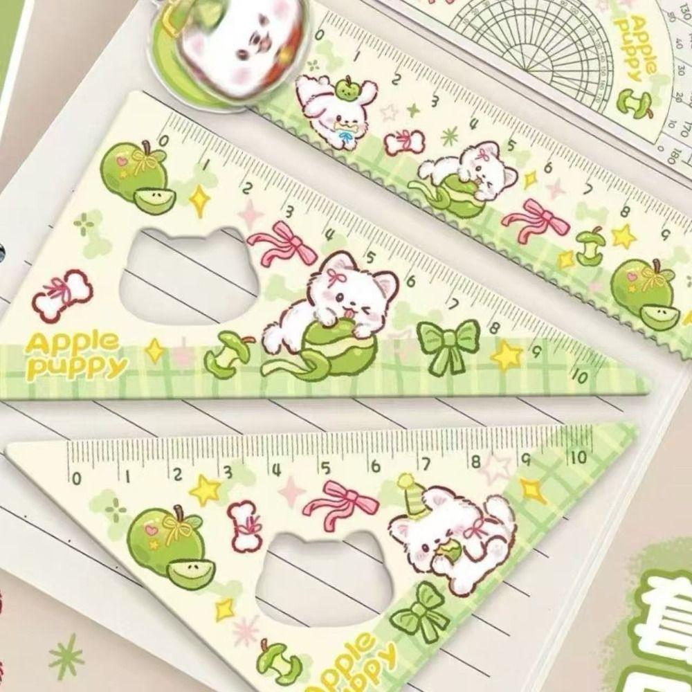 4pcs Acrylic Straight Ruler Measurement Drawing Stationery Set Square Protractor  School Office