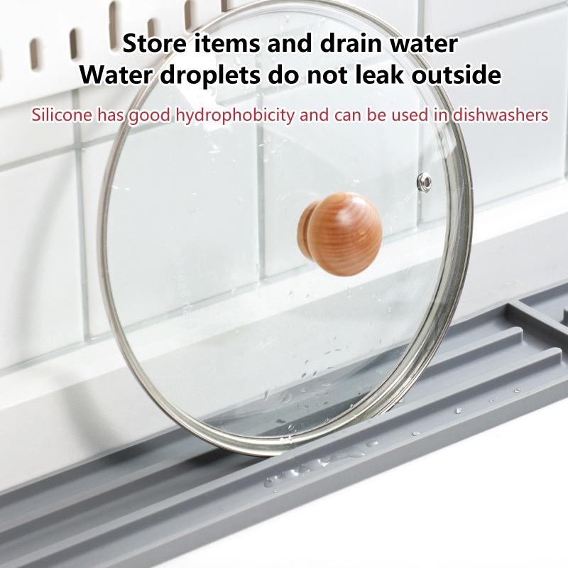 Topfdeckelaufbewahrung Silikonmatte Organizer Leicht Flexibel Effektiv Wasserablauf Arbeitsplattenmatte Rutschfeste Rillen