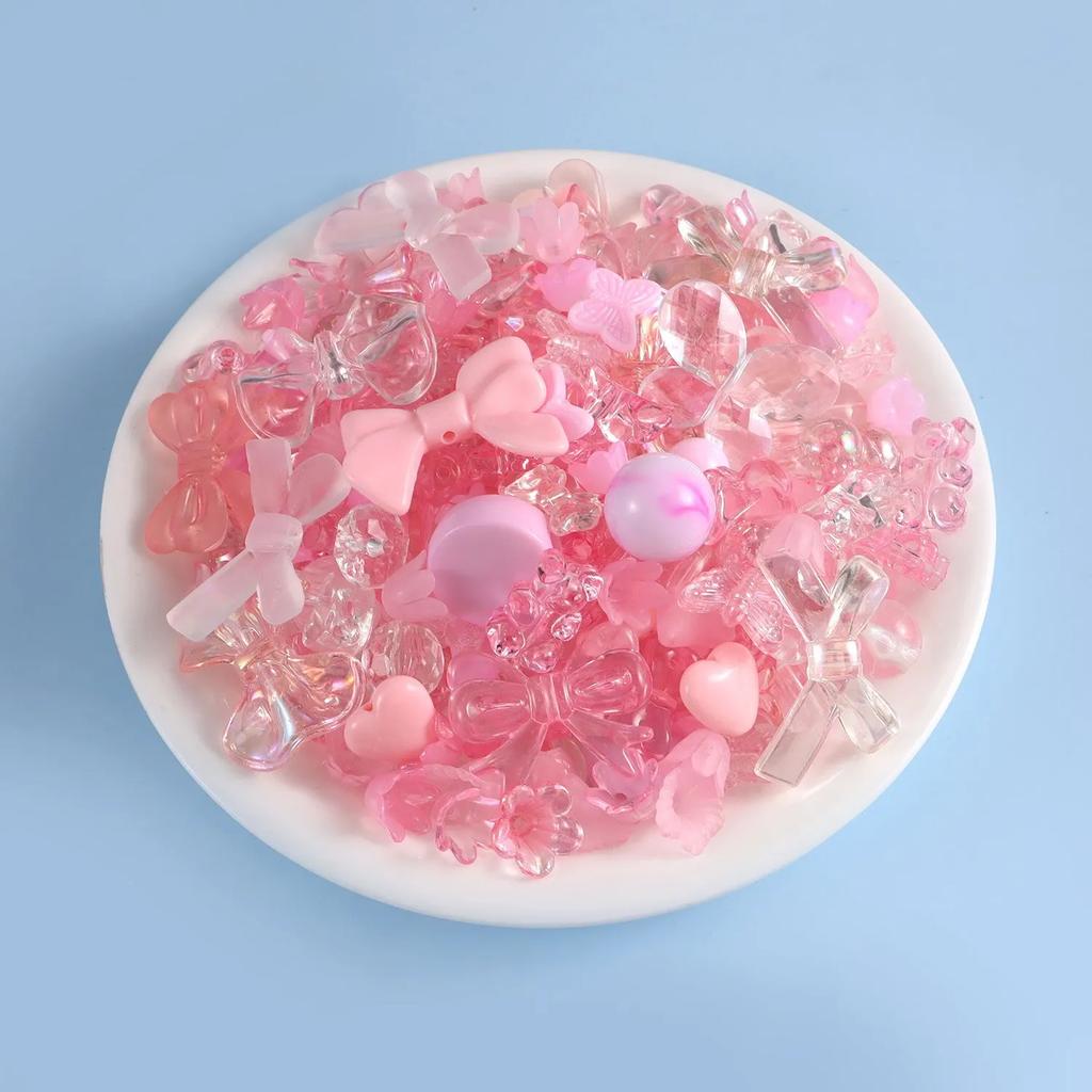 30g/bag Fun Mixing Style Candy Color Transparent Acrylic Beads DIY Handmade Pen Bracelet Jewelry Making Phone Chain Accessories