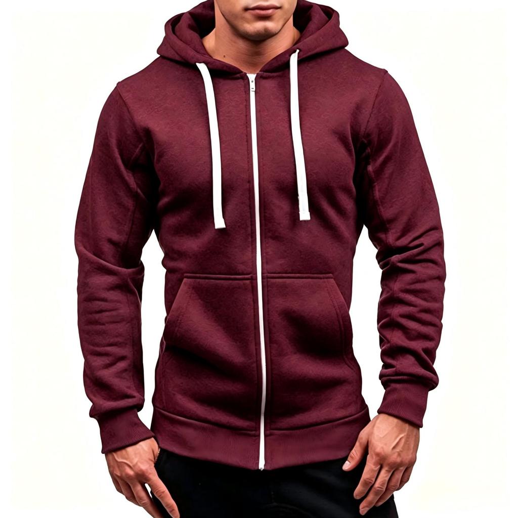 Men's Casual Color Pullover Hoodie for Spring and