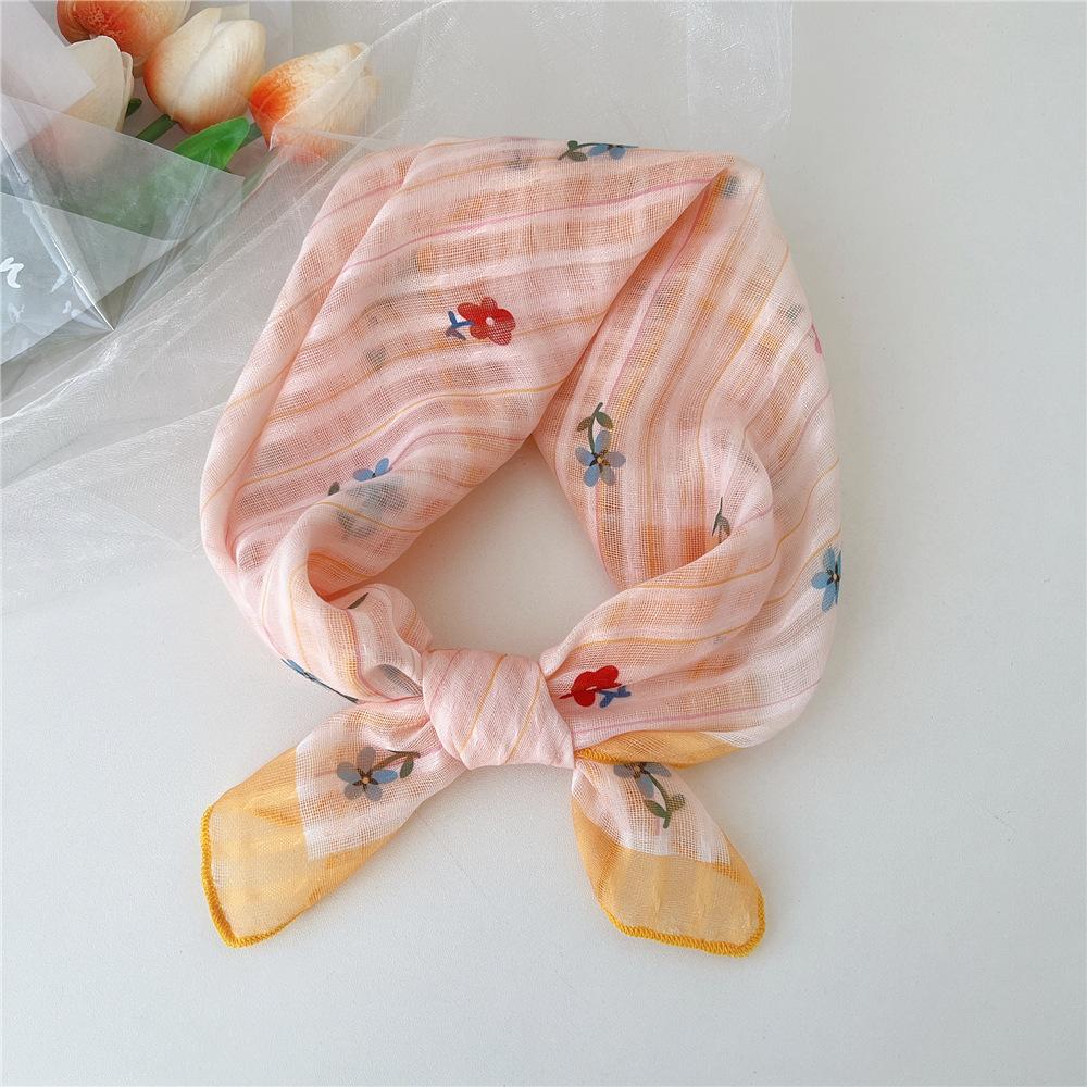 Eșarfă pătrată mică din bumbac și in Eșarfă din mătase Primăvară și toamnă pentru femei Stil nou artistic și versatilă la modă Esarfă cu bentiță cu temperament