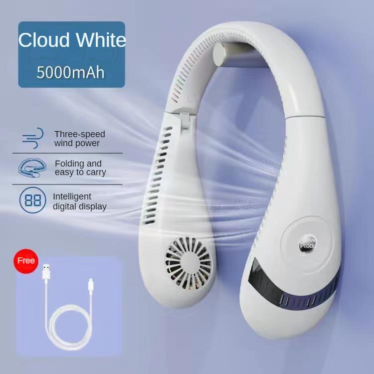 

Міні-вентилятор, портативний USB-акумулятор, підвісний вентилятор, складний + 360 Windsports, регульований прохолодний вентилятор, вентилятор без лопатей, подвійний вентилятор охолодження White 5000mAh+Digital display- Foldable+ 360 wind