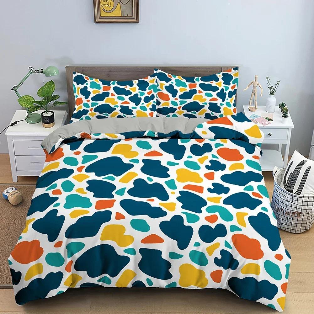Colorful Spots Print Bedding Set Polyester Duvet Cover With Pillowcase Adults Kids Quilt Cover With Zipper Closure Multiple Size