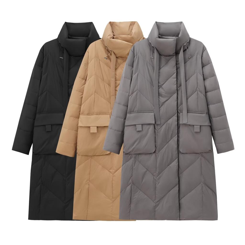 Autumn New Women's Clothing, Style Design Fashionable and Versatile Casual Style Stand-up Collar Long Cotton Clothes