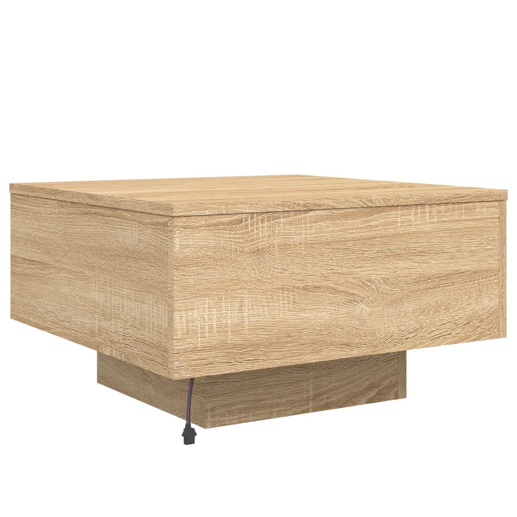  LED Coffee Table, Sonoma Oak, 55x55x31 Cm