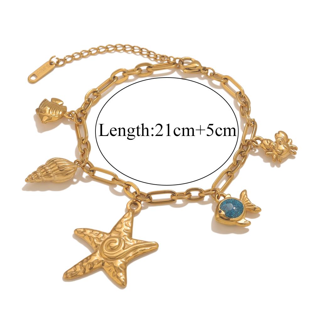 GIOIO Stainless Steel Starfish Seashell Bracelet Gold-Plated Pendant Bracelets For Women Jewelry Waterproof Trendy Jewelry Gift