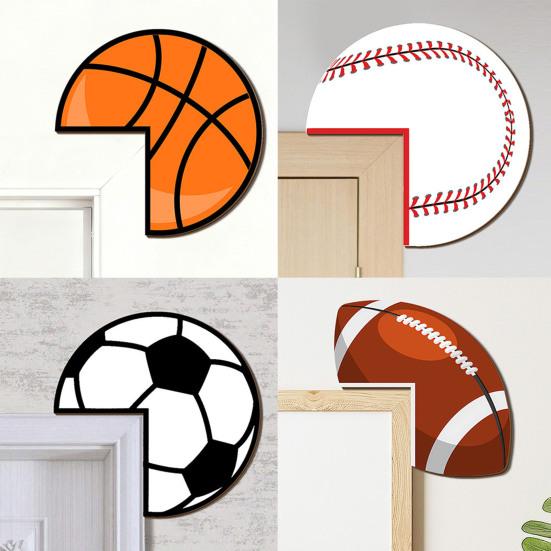 Basketball Door Frame Sticker Sticker, Sports Corner Protector, Football Baseball Rugby Self-Adhesive Kids Room Wall Protector Sign for Fans