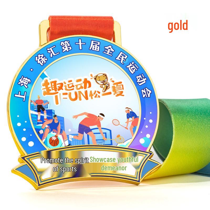 Custom Zinc Alloy UV Medals for Sports Teams, Marathons & Kindergarten Competitions золотой