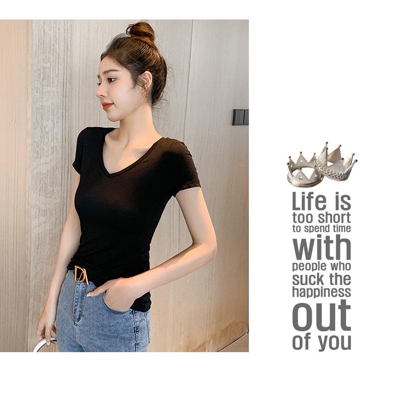 Dam sommar modal is-silke kortärmad rundhals t-shirt