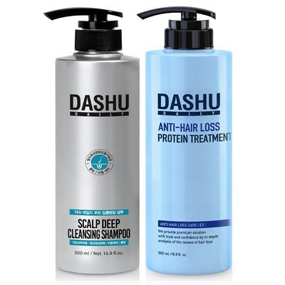 Linderung von Haarausfall, Tiefenreinigung, Schuppenpflege-Shampoo 500 ml + Proteinbehandlung 500 ml, 1 Set