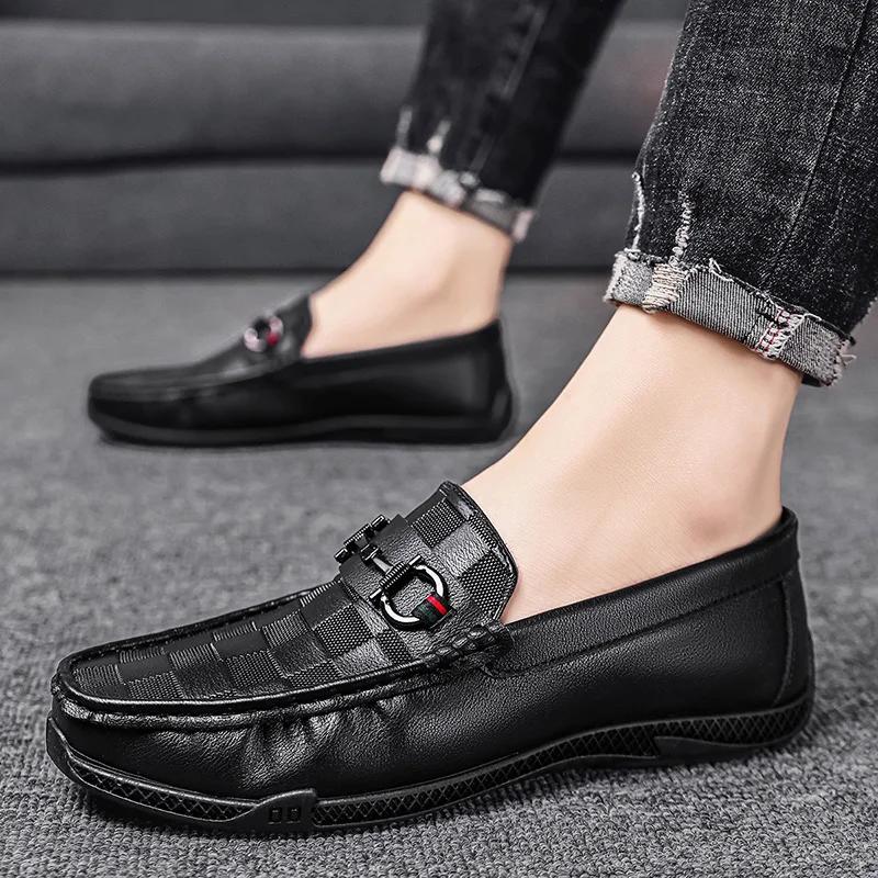 Luxusmarke Weiß Atmungsaktiv Slipper Fahrschuhe Leder Herren Freizeitschuhe Schwarz Formell Herren Kleiderschuhe Designer Herren Slipper