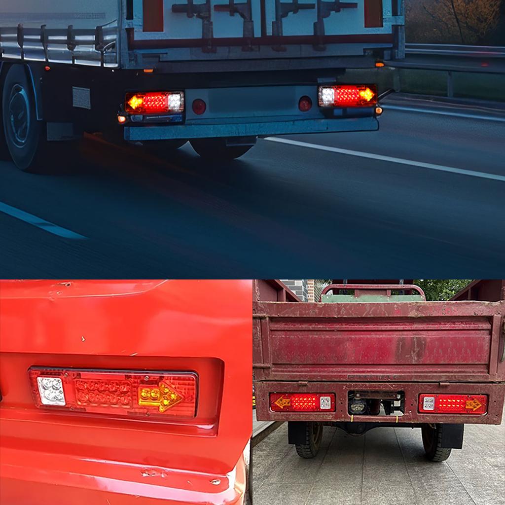 2Pcs 24V Truck LED Waterproof Taillights Indicator Lamp For Trailer Lorries Boat RV Caravan Van Flow Steering Brake Reversing