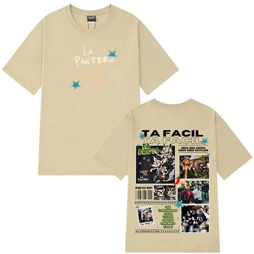 Ta Facil New Album 2025 La Panter Lucho Rk Fashion Print Tees Men's Women Harajuku Hip-hop T-shirts Loose Casual Cotton T-shirts