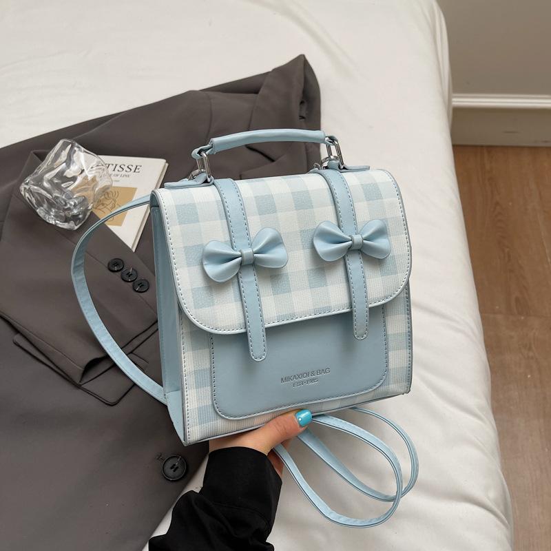 Schoolbag Korean Style Bow Backpack for Women, 1011 New Chic Preppy Style Girls' Backpack, Textured Crossbody Single Shoulder Bag