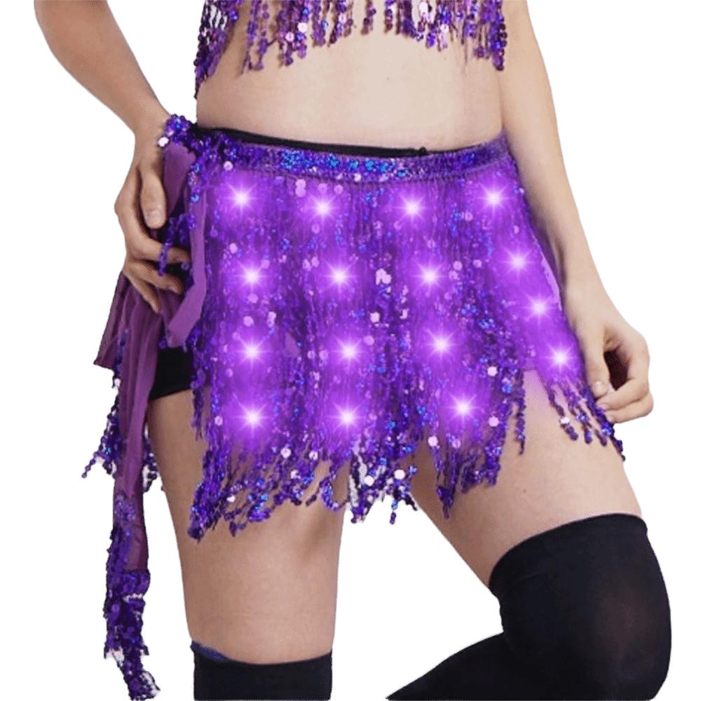 

Belt Wrap Belly Dance Hip Scarf Star Fringe LED Sequin Tassel Skirts Party фиолетовый