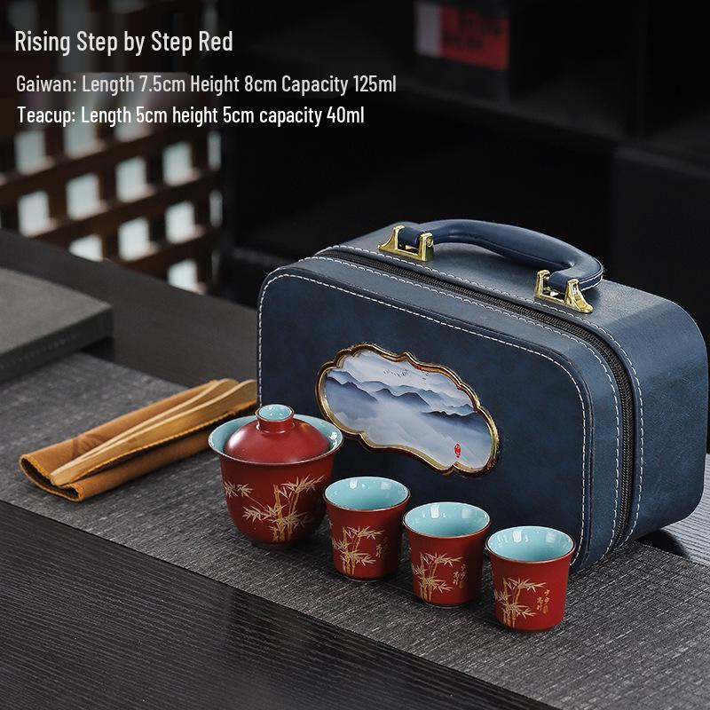 Portable Ceramic Kung Fu Travel Tea Set: One Pot, Three Cups