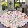 [1pc Colorful Butterflies Office Chair Carpet] Digital Printed Round Rug for Home & Game Room Use, Soft Indoor Sofa Chair Mat