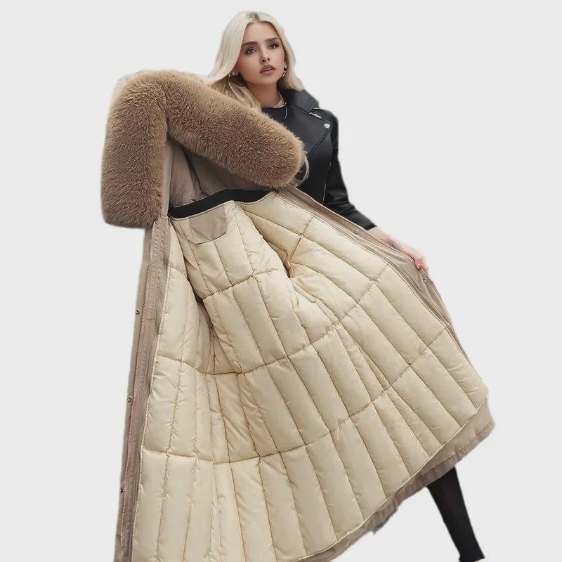 Live Gall Women's Winter Padded Coat - Removable, Three-in-One Long Over-the-Knee Thickened Cotton Outerwear