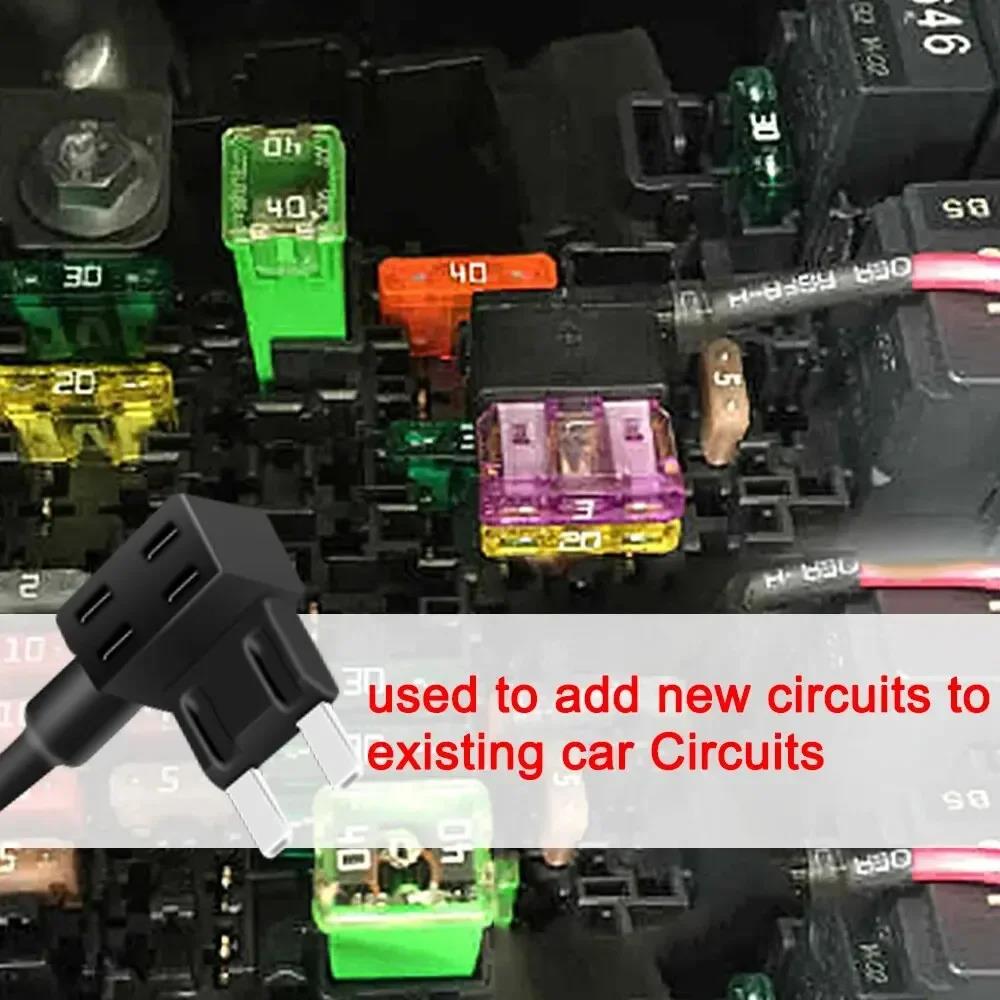 5 Pcs Add-a-Circuit Adapter APM Tap Mini Blade Micro 12V Car Fuse Box Holder Auto Motri Insurance ATM Adapter Fuses4