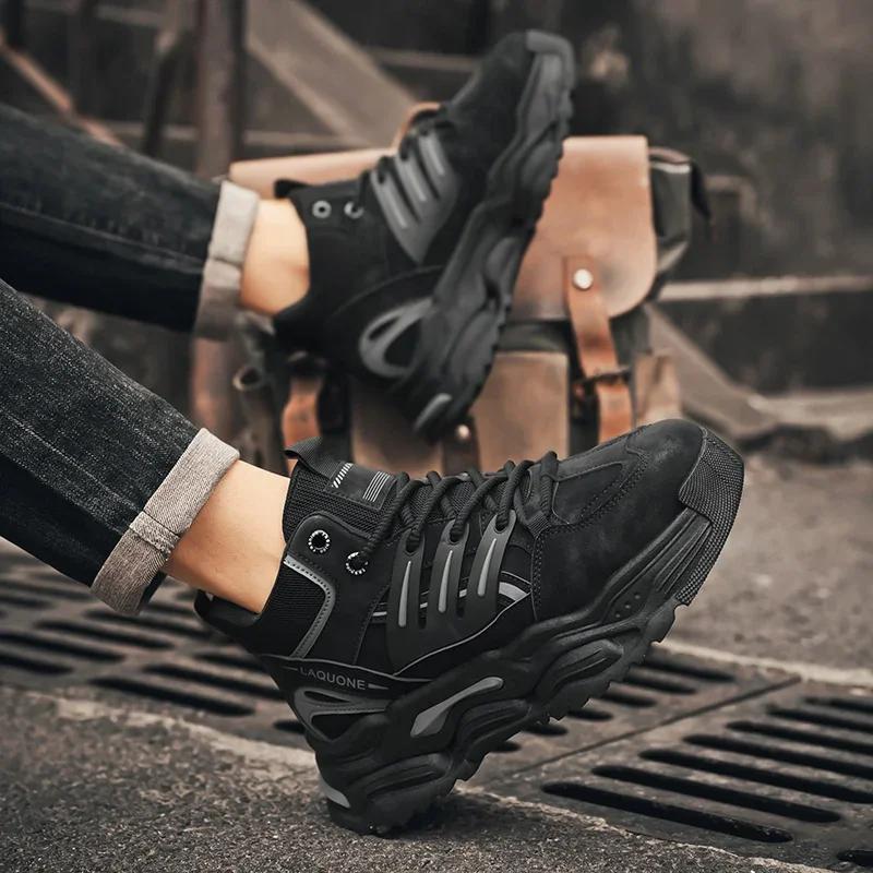 Autumn and Winter Men's Boots Waterproof Motorcycle Boots Ankle Work Shoes for Men Outdoor Non-slip Travel Sports Casual Shoes