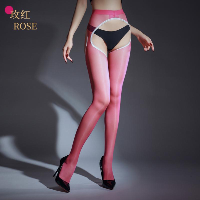 Sexy Aurora Stockings Large Open Crotch Free To Take Off Hollow Ultra-Thin Transparent Temptation Oil Shiny Sexy Stockings Women