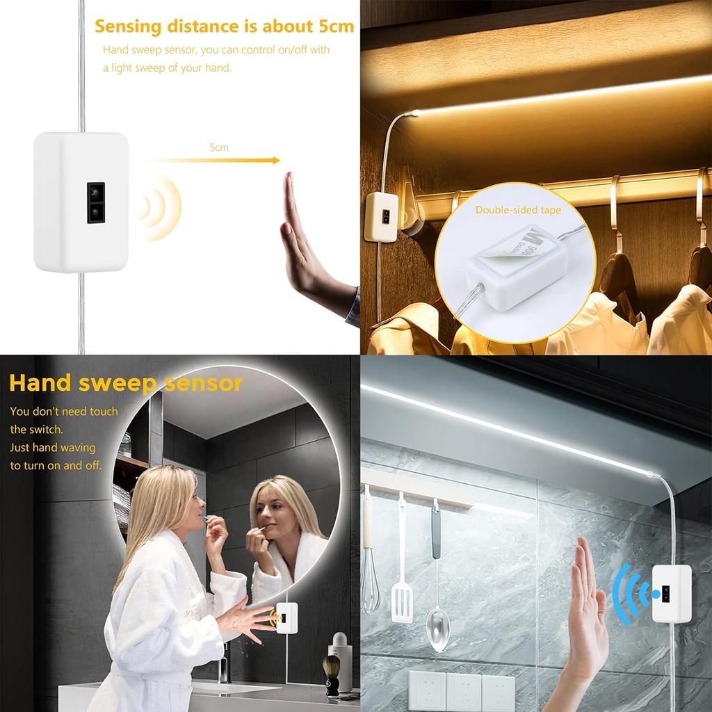 DC 5V Motion LED Backlight Lamp USB Powered LED Light Strip Hand Sweep Waving ON OFF Sensor TV Kitchen Under Lights