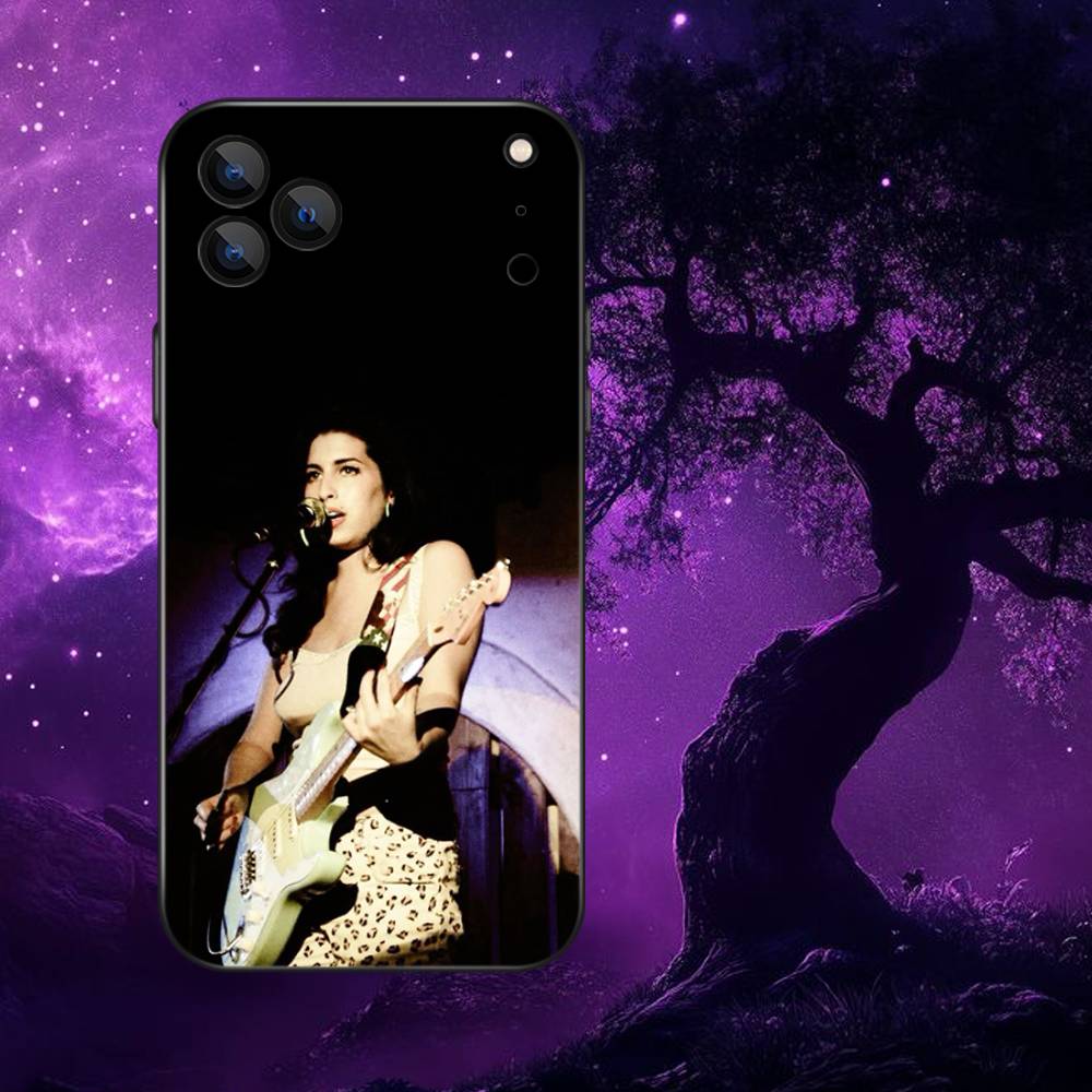 Amy Winehouse Handyhülle Für iPhone 17,16,15,14,13,12,Pro,Max,Plus,E,SE4,Air,Mini Schwarze Weiche Box