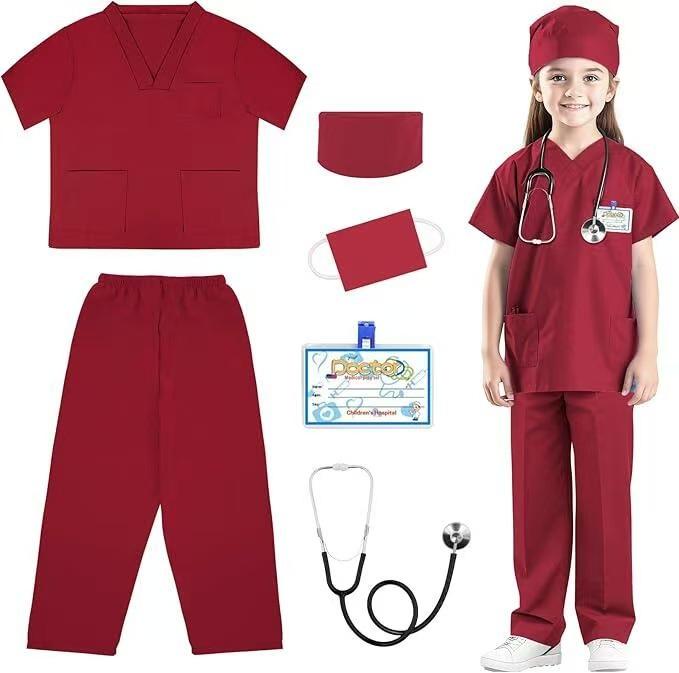 Children Doctor Role Play Set White Coat Nurse Costume Dress Up Pretend Play Toy
