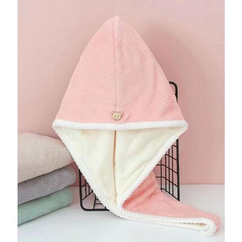 Double-layer Coral Fleece Dry Hair Cap Women's Microfiber Absorbent Quick-drying HeadscarfDry Hair Towel