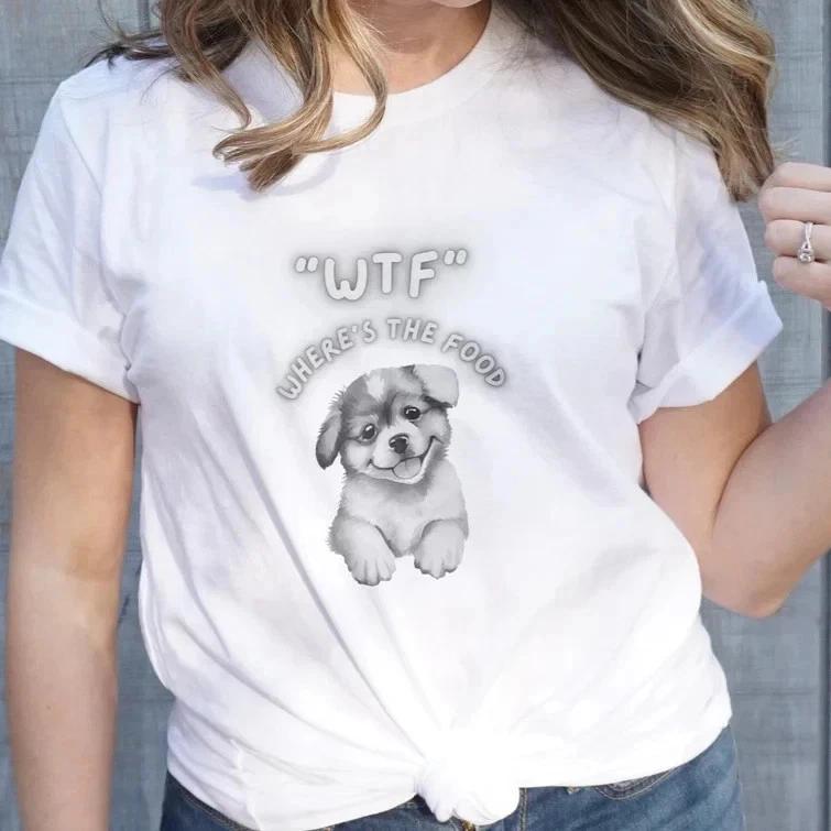 Unisex Dog Lover Printed Round Neck Classic Fit T-Shirt – Cute Puppy Graphic 4XL