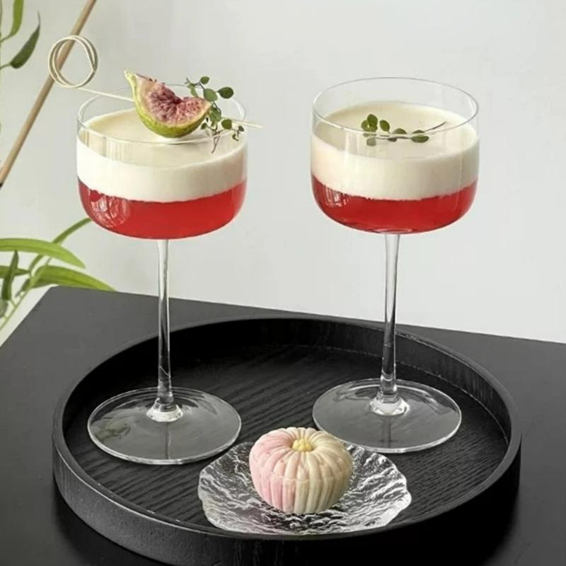 Japanese Style Thin Cocktail Glasses Cups Atmosphere High-foot Glass Square Champagne Cup Transparent Cocktail Glass Cups